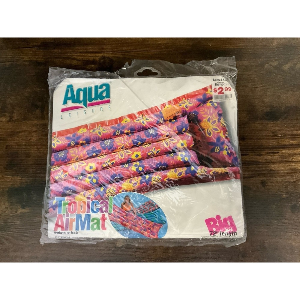 Vintage Aqua Leisure Tropical 72" length Air Mat Inflatable Pool Float 1997
